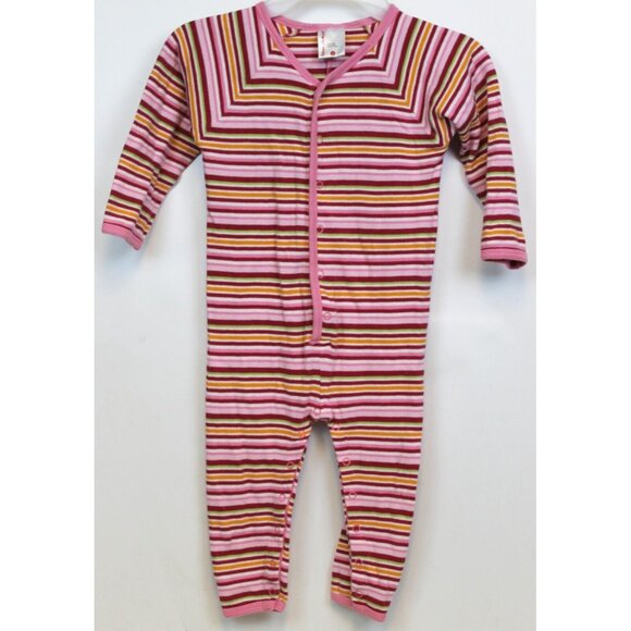 Hanna Andersson Toddler Sz 90 US 3 Striped Button up One Piece Sleeper Outfit - Picture 1 of 7